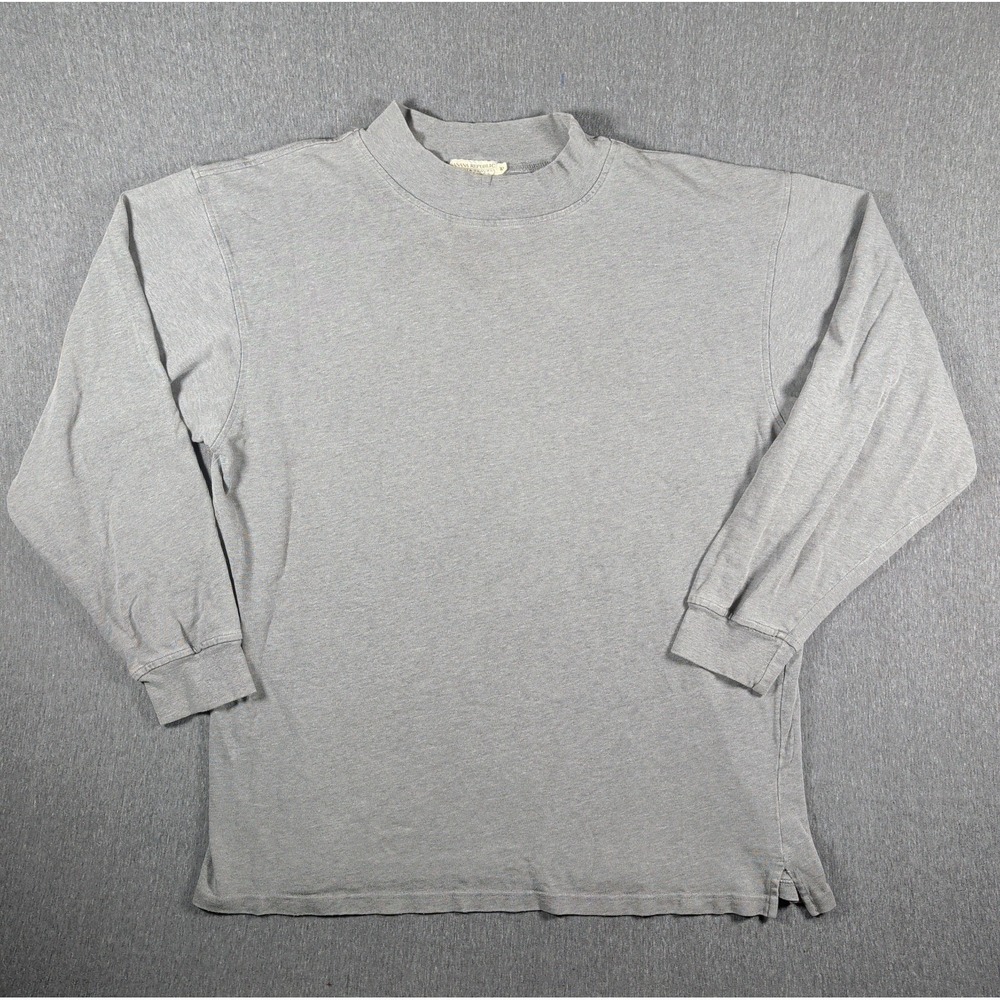 Vtg Mock Neck Sweater BANANA REPUBLIC Safari LS Shirt Cotton 90s Gray Mens‎ XL